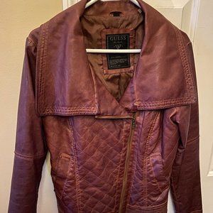 Faux Leather Asymmetrical Bomber Jacket